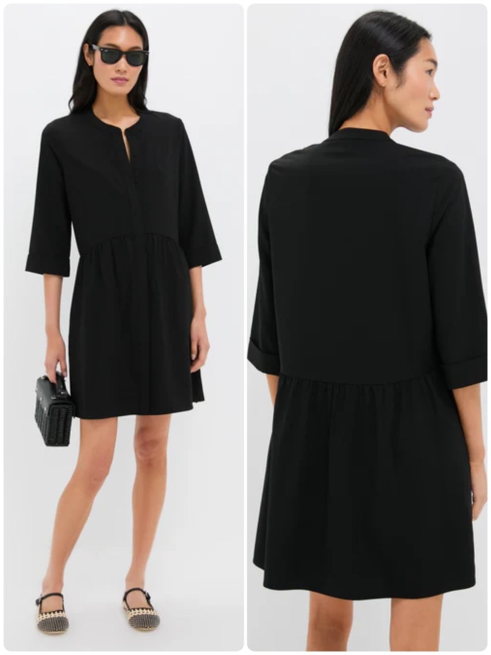 Tuckernuck Black Stretch Crepe Royal Shirt Dress Black Size Small